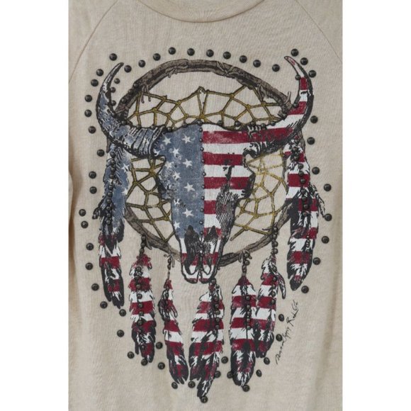 Denim & Supply Ralph Lauren‎ Sweatshirt Womens M Dream Catcher Studded Cream - Picture 3 of 11